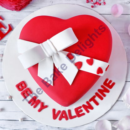 Decorated Red Heart Cake
