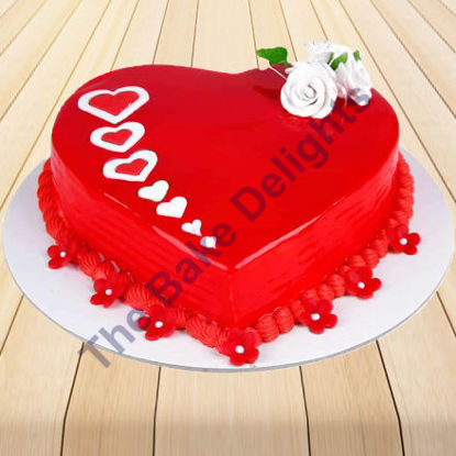 Decorated Red Heart Cake